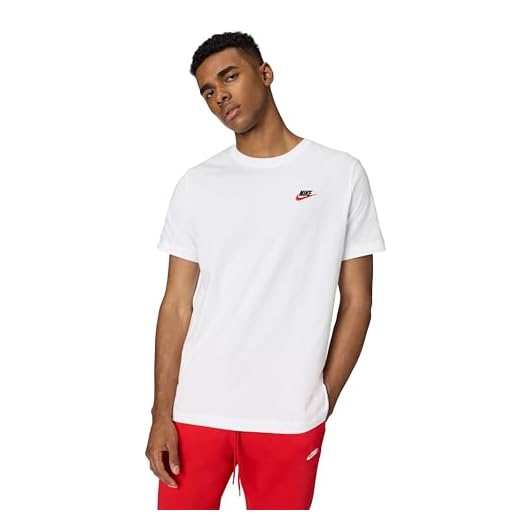 Nike Herren Sportswear Club T-Shirt, Weiß (White/Black/University Red 100), Medium