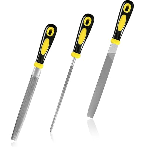 Zenfony 3Pcs Metal File Set, 8-inch Premium Carbon Steel Double Sided Steel File, Includes Round/Half-Round/Flat Files, Ideal for Metal Finishing & Sculpting