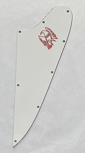 Golpeador de guitarra Gibson Firebird en blanco con logotipo rojo (3 capas blanco)