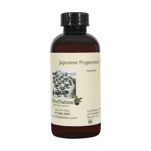 OliveNation Japanese Peppermint Oil - 100% Pure Cornmint Mentha Arvensis Food Grade Essential Oil for Confectionery Baking Frosting Fillings Drinks Intense Mint/Menthol Taste & Aroma 8 fl oz