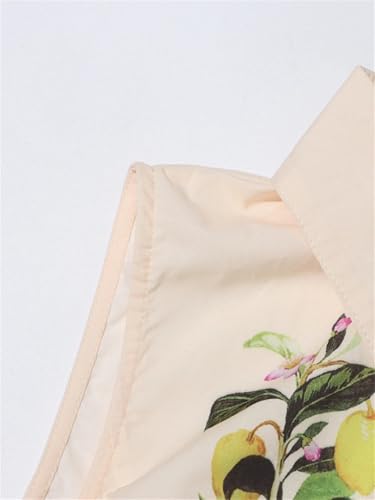 Women Lapel Sleeveless High Waist Spliced Lace Up Temperament Elegant Printing Dress4