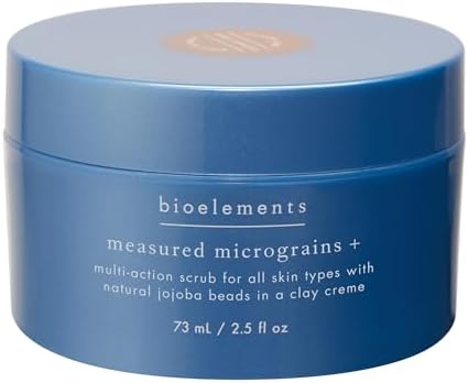 Bioelements Measured Micrograins + - 4 fl oz - Multi-Action Facial Scrub for All Skin Types - Featuring Natural Jojoba Beads in a Clay Creme - Vegan, Gluten Free - Never Tested on Animals