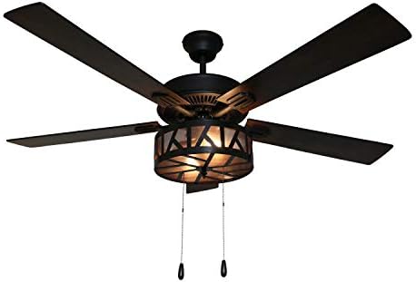 RIVER OF GOODS LED Farmhouse Ceiling Fan - Unique Ceiling Fans with Lights - 52 Inch - Metal & Acrylic Drum Shade - Oil-Rubbed Bronze
