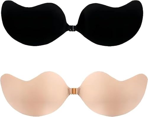 Groliva Sticky Bra Backless Adhesive Strapless Invisible Push Up Stick On Bras For Women,Strapless Sticky Bras 2 Pair cover