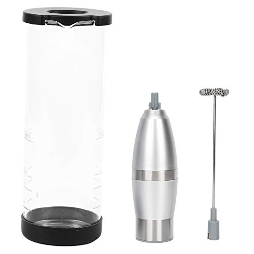 LDAUYZLING Espumador de leche eléctrico de acero inoxidable, batidor, vaso agitador automático de cristal, herramienta de cocina