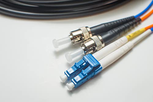 FCD - 15M OS2 LC ST Fiber Optic Cable | Indoor/Outdoor Duplex 9/125 LC to ST Singlemode Jumper 15 Meter (49.21ft) | Length Options: 0.5M-300M | smf lc-st dx Single-Mode in/Outdoor Black