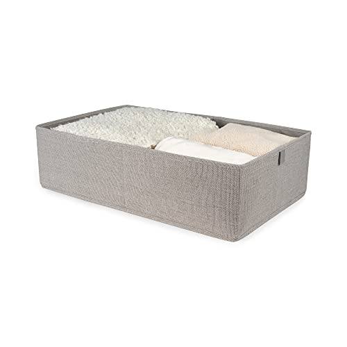 Compactor - Aufbewahrungsbox aus Oxford-Stoff Grau Größe L 56x36x16,5 cm - Faltbare Box mit Griff für Kleidung, Bettwäsche und Accessoires - Ordnungssystem für Schrank und Ankleidezimmer