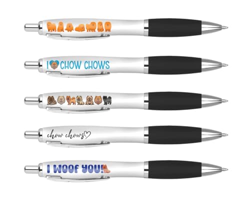 Bolígrafos negros de Chow Chow de DV DESIGN, juego de 5 unidades para papelería