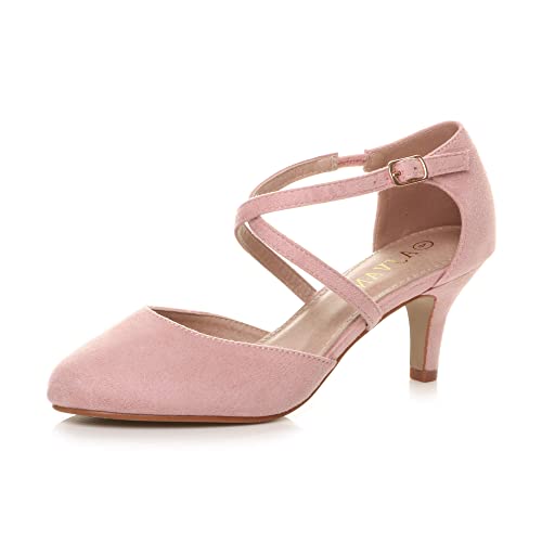 AJVANI mid high heel strappy crossover wedding sandals shoes size 6 39