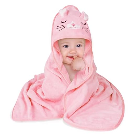 Aolso Kapuzenhandtuch Baby, 80x80 cm Baby Handtuch Kapuze, Baby Waschlappen, Korallenvlies Babyhandtuch mit Kapuze für Neugeborene, Weich & Super Saugfähig, Unisex(Rosa Kätzchen)