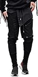 MOKEWEN Men's Gothic Punk Techwear Lace Up Jogger Urban Cargo Pants with Pockets Black S-5XL