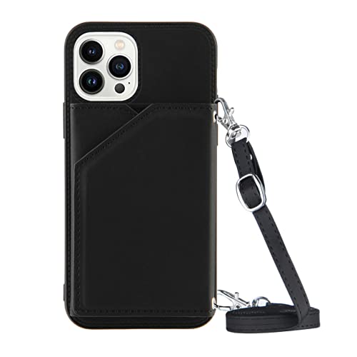 Étui en cuir iPhone 13 Pro portefeuille avec lanière crossbody et stand