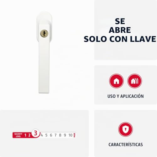 Miniatura 2 de Abus Manilla Para Ventana Con Cerradura Fg210 - Manivela Con Cilindro A Presión - Cierre Uniforme - Nivel De Seguridad Abus 3 - 59487 - Blanco