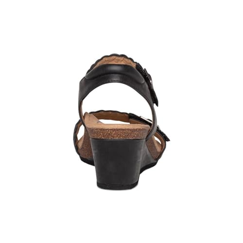 Aetrex Women's Grace Orthopedic Adjustable Woven Wedge Sandals - Ankle Strap Arch Support Platform Wedge Shoes 5