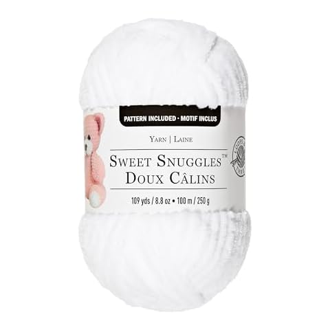 Sweet Snuggles Yarn by Loops & Threads - Yarn for Knitting, Crochet, Weaving, and Arts & Crafts - White, Polyester, 8.8 oz Cover