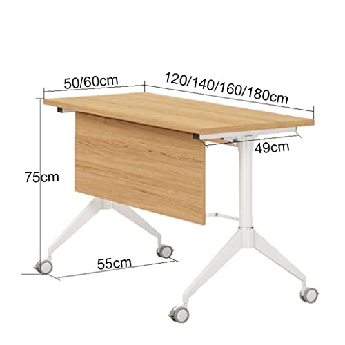 Guinjo Mobile Training Table With Modesty, Flip Top Conference Table For Office Meeting Conference Room, 4 Pcs (Color : Wood, Size : 120 * 50 * 75Cm) #TOP3