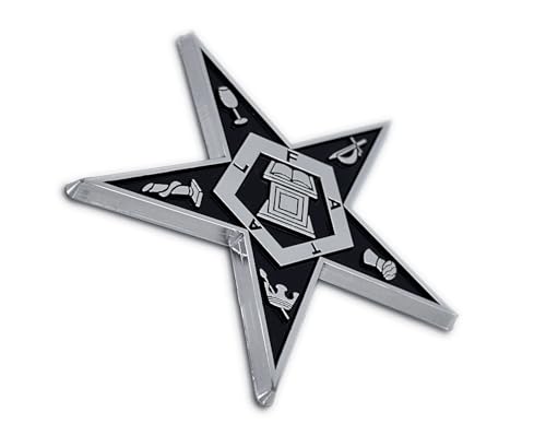 Image of Elektroplate Order of the Eastern Star (OES) Emblem for Cars, Trucks, and All Auto | OEM Chrome | Universal Fit at 3 inch x 2.9 inch | Weatherproof