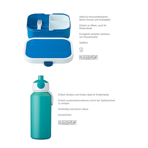 Mepal | Lunch-Set Campus | Lunch-Set für Kinder mit Pop-up Trinkflasche & Lunch Box | Lunch-Set für die Schule oder unterwegs | Spülmaschinenfest & BPA-frei | 400 ml + 750 ml | Frozen Sisters Forever