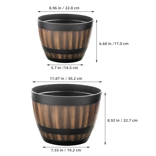Pots de fleurs en résine forme tonneau pour balcon et jardin moderne - 3