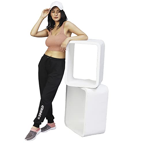 Image of Rigo Regular Fit Terry Joggers for Women | Stretchable Straight Relaxed Fit Track Pants for Women | Stylish Joggers for Women | Lower for Workout, Gym, Sportswear and Casual Wear Black