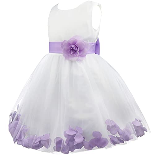Flower Girls Petals Bowknot Dress Princess Pageant Wedding Party Bridesmaid Tulle Ball Gown2