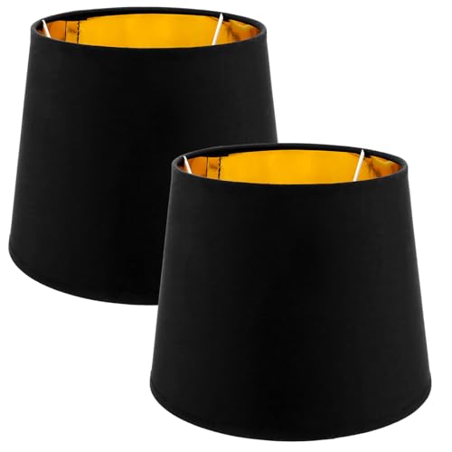 MUXHEL Stoff Lampenschirme 2er-Set Schwarz Gold