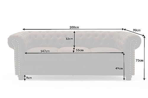 Riess Ambiente Chesterfield 3er Sofa 200cm Vintage braun 3-Sitzer mit Knopfheftung und Federkern Couch Dreisitzer Couch – Bild 4