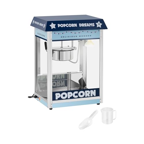 Royal Catering Palomitera Máquina Profesional (Potencia: 1.500 W, Producción: 5-6 kg/h, Con iluminación, Azul) Para Venta Ambulante