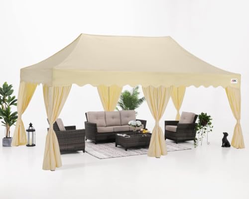 Image of ABCCANOPY Patio Pop Up Canopy Tent with Curtain 10x20 Event-Series (Beige)