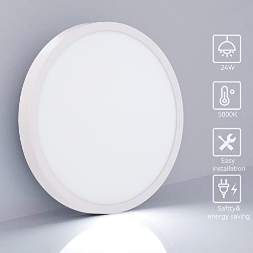 2800Lm Flush Mount Led Ceiling Lights,9 Inch Black 24W Slim Ceiling Light Fixture Round Day White 6000K Thin Round Flat Ceiling Light 120V Surface Led Ceiling Light 250W Equivalent (White-8Pack) #TOP2