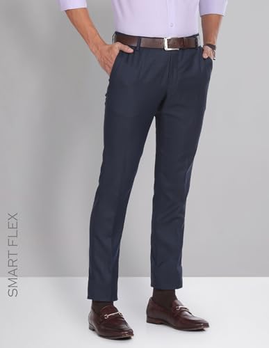 Image of Arvind AD Slim Fit Smart Flex Trousers