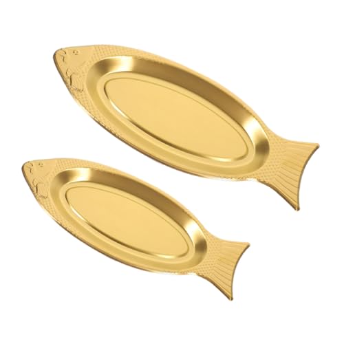 UKCOCO 2 piezas Platos para Servir Acero Inoxidable con Forma de Pescado Bandejas Resistentes para Aperitivos y Buffet para Fiestas y Banquetes y Diseño Elegante y Fácil Limpieza