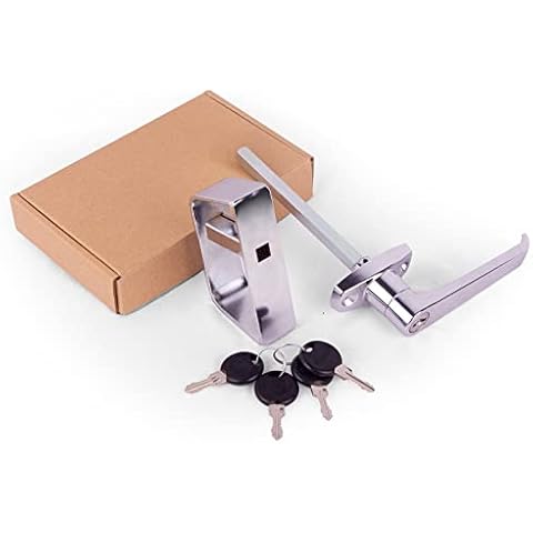 Shed Door Latch L-Handle Lock Kit with 4 Keys, BTEOBFY 4-1/2" Stem Storage Barn Shed Door Hardware Lock Set for Playhouses, Chicken Coops, Camper (Silver) Cover