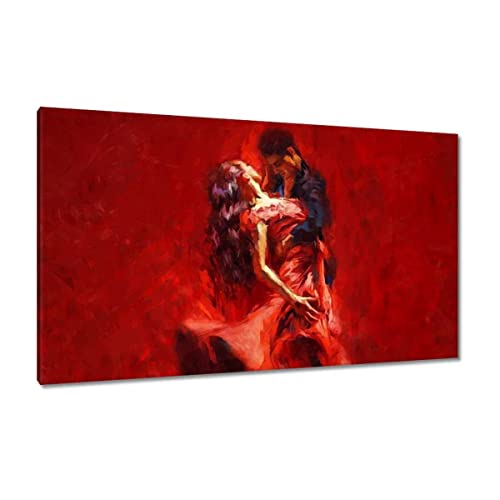 Tableau sur toile haut de gamme 120 x 70 cm décoration murale couple dansant