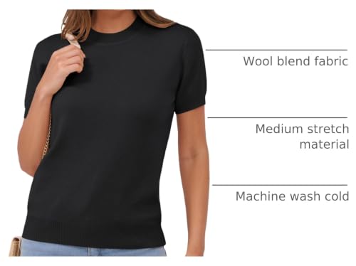 Image of ANRABESS Womens Short Sleeve Sweaters Wool Blend Crew Neck Sweater Shirts Business Casual Work Tops 2026 Summer Outfits