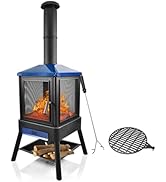 Amazon.co.jp: 薪ストーブ 1台2役 屋外 ファイヤーピット 煙突付き