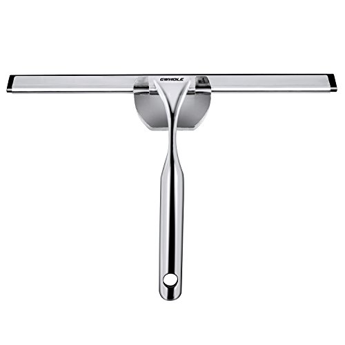 GWHOLE Stainless Steel Shower Squeegee with Blade, Wall Bracket