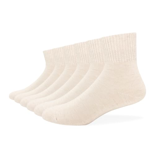 Image of Women's Cotton Half Crew Socks Basic Pure Color Casual Socks, 6 Pairs