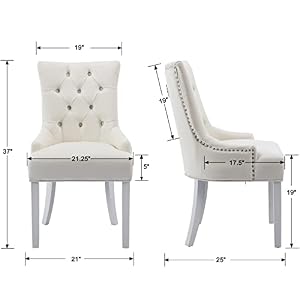 Velvet Dining Chairs Modern Tufted Side Host Kitchen Chairs with White Wooden Legs Upholstered Accent Chair for Dining Room/Living Room/Bedroom (Set of 2, Cream) Velvet Dining Chairs Modern Tufted Side Host Kitchen Chairs with White Wooden Legs Upholstered Accent Chair for Dining RoomLiving RoomBedroom Set of 2 Cream