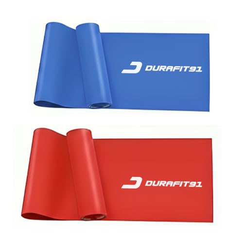 Image of Durafit91 Resistance Bands for Workout - Yoga & Pilates Exercise Thera Bands, Light (Red) & Extra Heavy (Blue) Latex Resistance Bands for Home Gym, Strength Training, Stretching, Men & Women