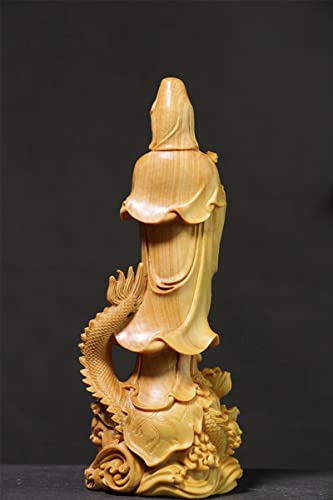 Estatua de Quan Yin en madera tallada 16x6 cm miniatura 6