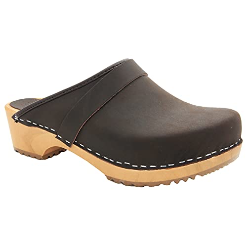 Image of Bjork Maja Wood Open Back Leather Clogs