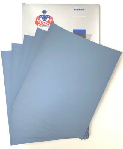 Matador Abrasive Wet to Dry Sandpaper 25 Sheets 1200 Grit 9" x 11" Silicon Carbide Waterproof Paper Backing Made in Germany