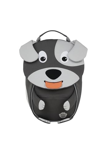 Affenzahn Kleiner Freund Kindergarten-Rucksack für 1-3 Jährige Ergonomisch Reflektierend Ziehzunge mit Namensschild Hund (2025) - Grau