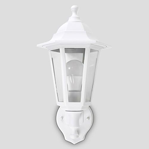 MiniSun Traditional Victorian Style Matt White Outdoor Garden Security IP44 Rated Wall Light Lantern - Featuring an Integrated PIR Motion Detector Sensor - Complete with 1 x 6w LED ES E27 Bulb