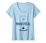 Montreal City Quebec Flag T-Shirt mit V-Ausschnitt