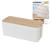 【monoマガジン掲載・整理収納アドバイザー監修】ケーブルボックス 配線隠し ケーブル 収納 コード 収納 コンセントボックス 配線ボックス コンセント収納 コードケース 配線 ケーブル隠し コードボックス mugenbo (M ホワイト 木目 単品)