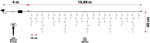 LuminalPark Stalattite - Tira de Luces led (10,8 x 0,6 m, 255 ledes de luz Blanca cálida, con Controlador de Memoria, luz Blanca)