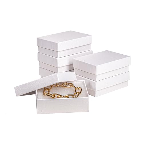 Jewelry Gift Boxes 6 Pack 3.1x2.25x1 inch Cardboard Jewelry Box, Cotton Filled Small Jewelry Gifts Boxes With Lids | For Earring, Bracelet, Necklace, Rings, Gift Boxes For Presents White