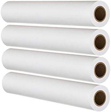 FHS Retail Super Grade CAD Paper Rolls (24” x 150', 20lb) | Ink Jet Bond Paper Rolls With 2” Core | Ultra-White, Wood-Free 80GSM Plotter Paper For Engineers, Architects, Copy Service Shops (4 ROLLS)